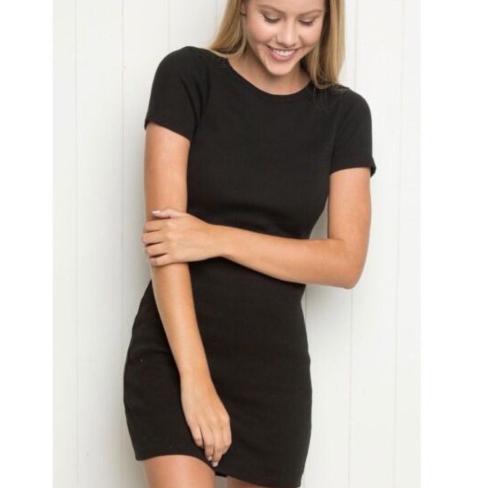 BRANDY MELVILLE - Black, Fitted, Ribbed Dress - Stretchy
